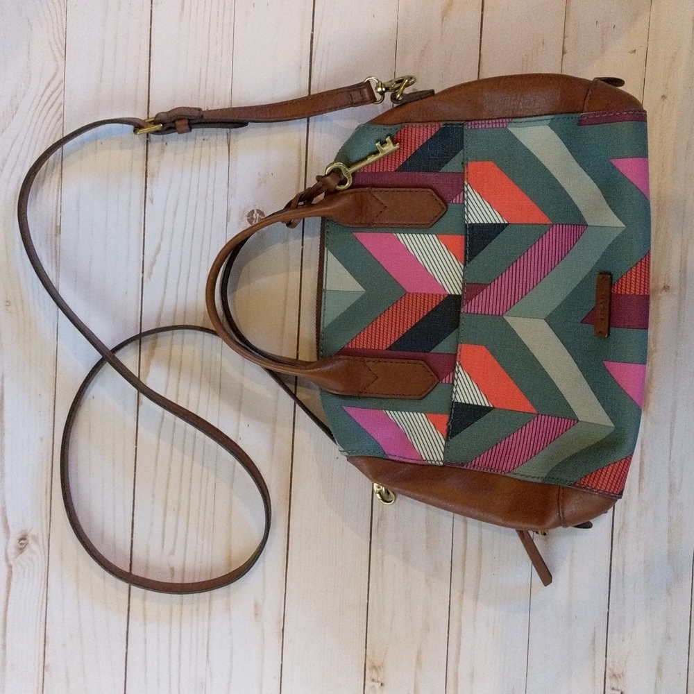 Fossil printed satchel crossbody purse